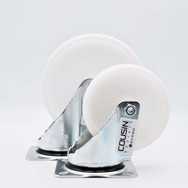 Roulette pivotante chape zinguée 150/200 mm – Lot de 2